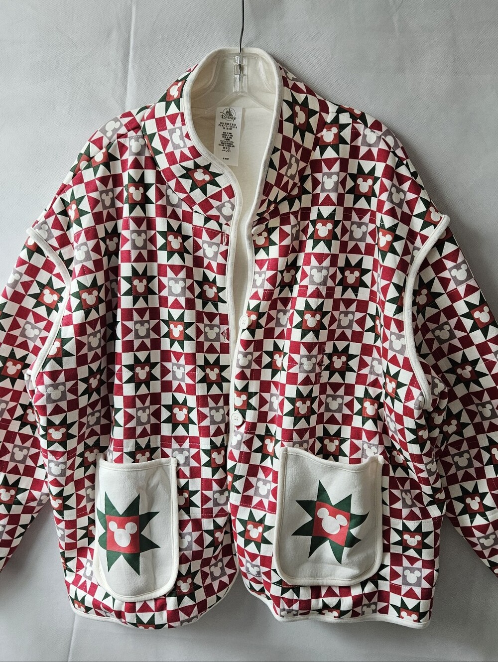Disney Women's Cotton Blend Quilted  Jacket Size 2X Micky Mouse Christmas NEW